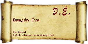 Damján Éva névjegykártya